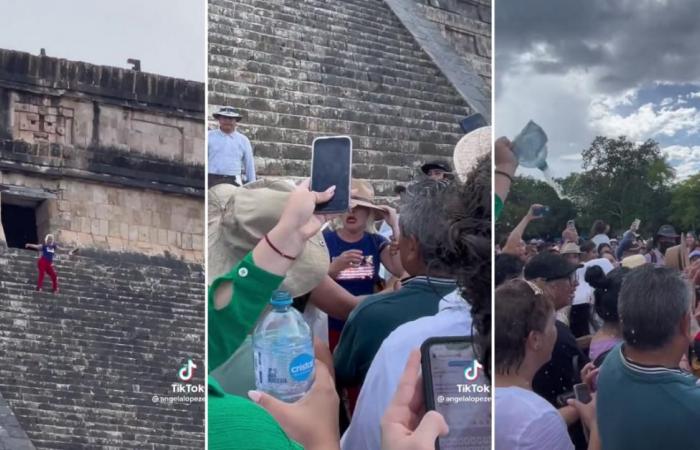 Angry mob over tourist who climbed ancient pyramid #video